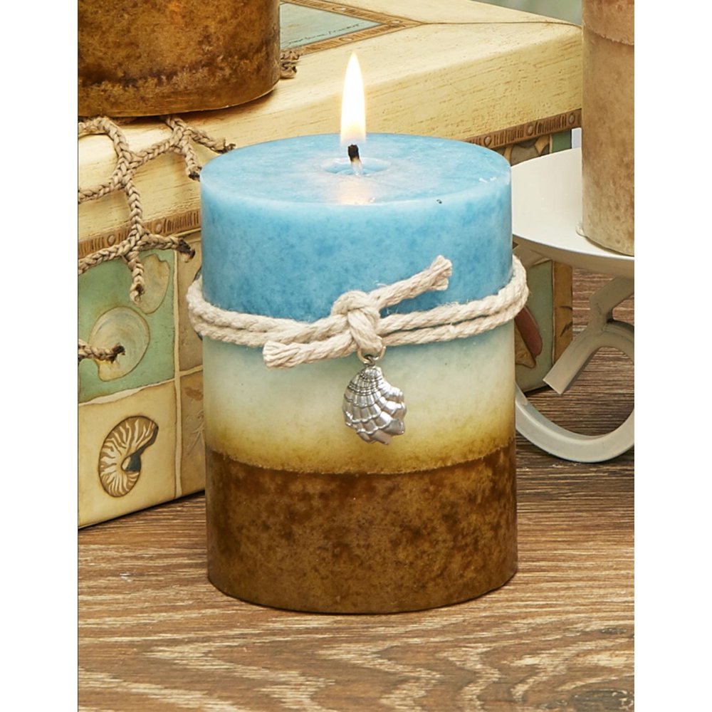 Pack of 4 Chocolate Brown and Sky Blue Coastal Breeze Scented Wax