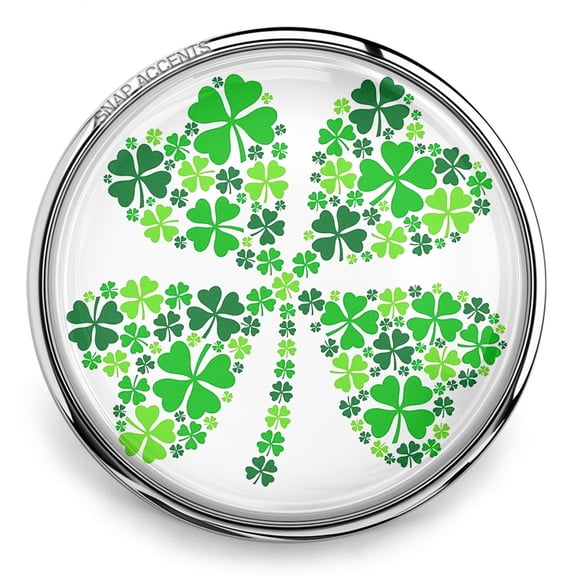 Green Shamrock Clovers Snap Jewelry Ginger Charm Button, For Interchangeable DIY Customizable Accessories
