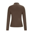 thumbnail image 5 of MOJOGO Women's Warm Base Layer Lightweight Ribbed Knit Long Sleeve Pullover Tops Spring Fall Mock Neck Shirts Brown Free Size, 5 of 8