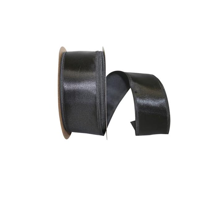 Reliant Ribbon 5102W-031-16K 20.12 in. 50 Yards Dyna Satin EZ Wired Edge Ribbon, Black