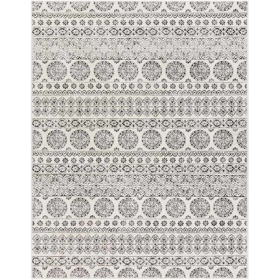 Mark&Day Area Rugs, 9x12 Tollebeek Traditional Charcoal Area Rug, White Beige Black Carpet for Living Room, Bedroom or Kitchen (8'10" x 12')