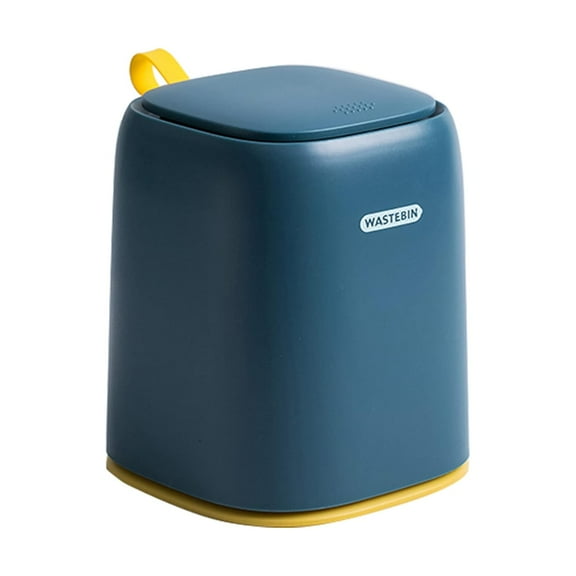 Car Trash Can Bin with Lid Garbage Bags Small Storage Box Leakproof Mini Car Accessories Dustbin Organizer Container for Car Office Home BLUE