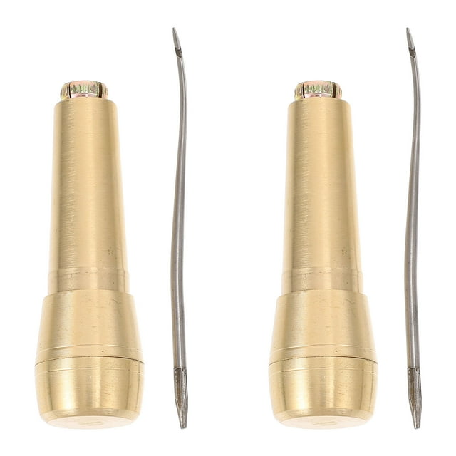 IFANLANDOR 2Pcs Diy Hand Stitching Tool Golden Sewing Awls Copper Steel For Parents Shoe And Repair Projects