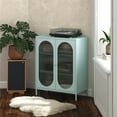 thumbnail image 2 of Mr. Kate Luna Short 2-Door Metal Accent Cabinet with Fluted Glass, Sky Blue, 2 of 14