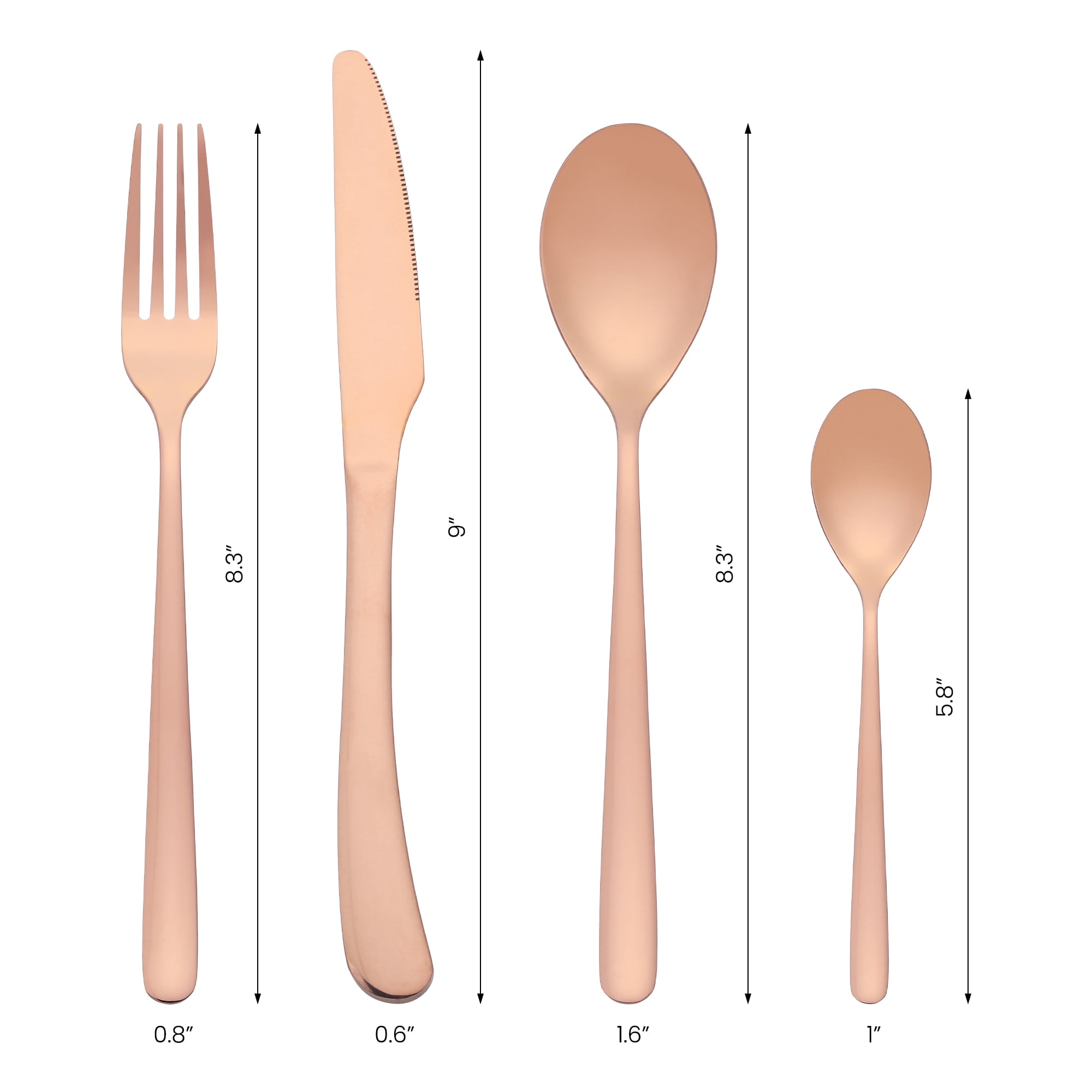 Unique Bargains 4 Pcs Stainless Steel Silverware Set with Serving Utensils Rose Gold