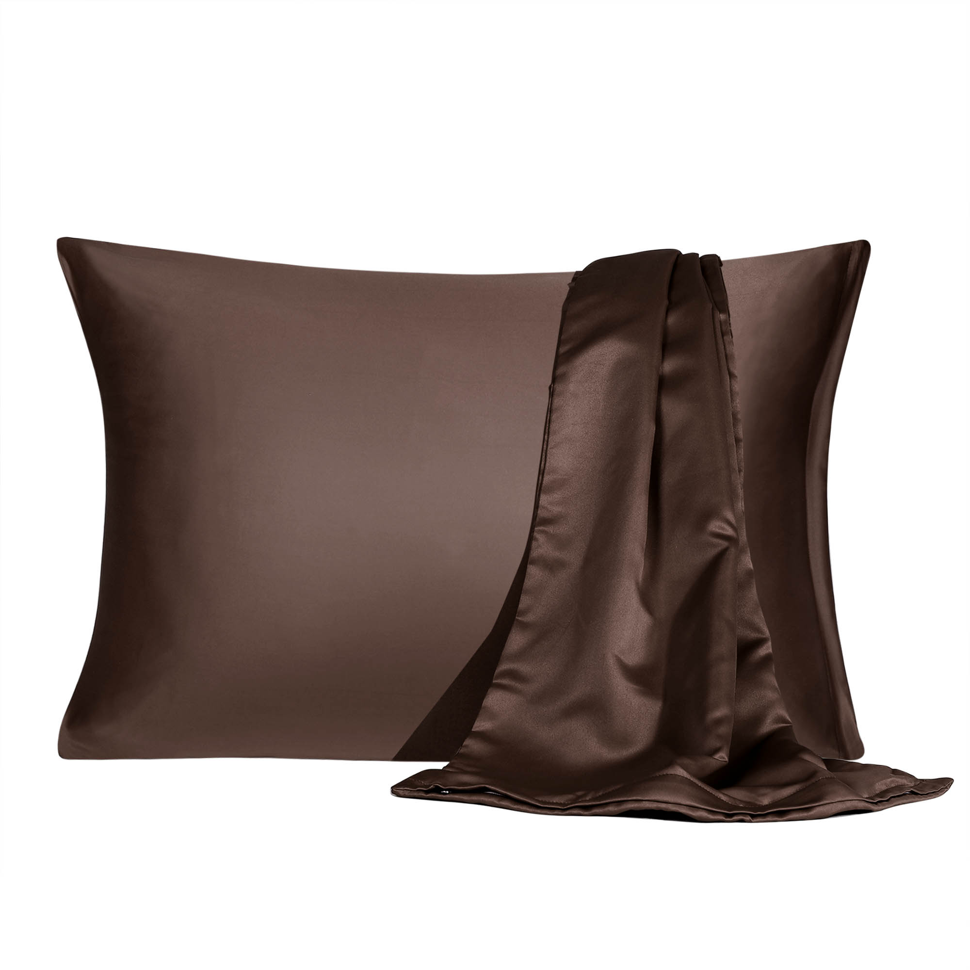 Satin Pillowcase with Zipper Standard Size Set of 2 Silky Sateen Pillow