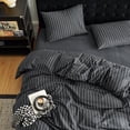 thumbnail image 2 of JOLUSERE Navy Blue White Striped Duvet Cover Twin Set,2-Piece Stripes Pattern Breathable Comforter Cover, 2 of 8