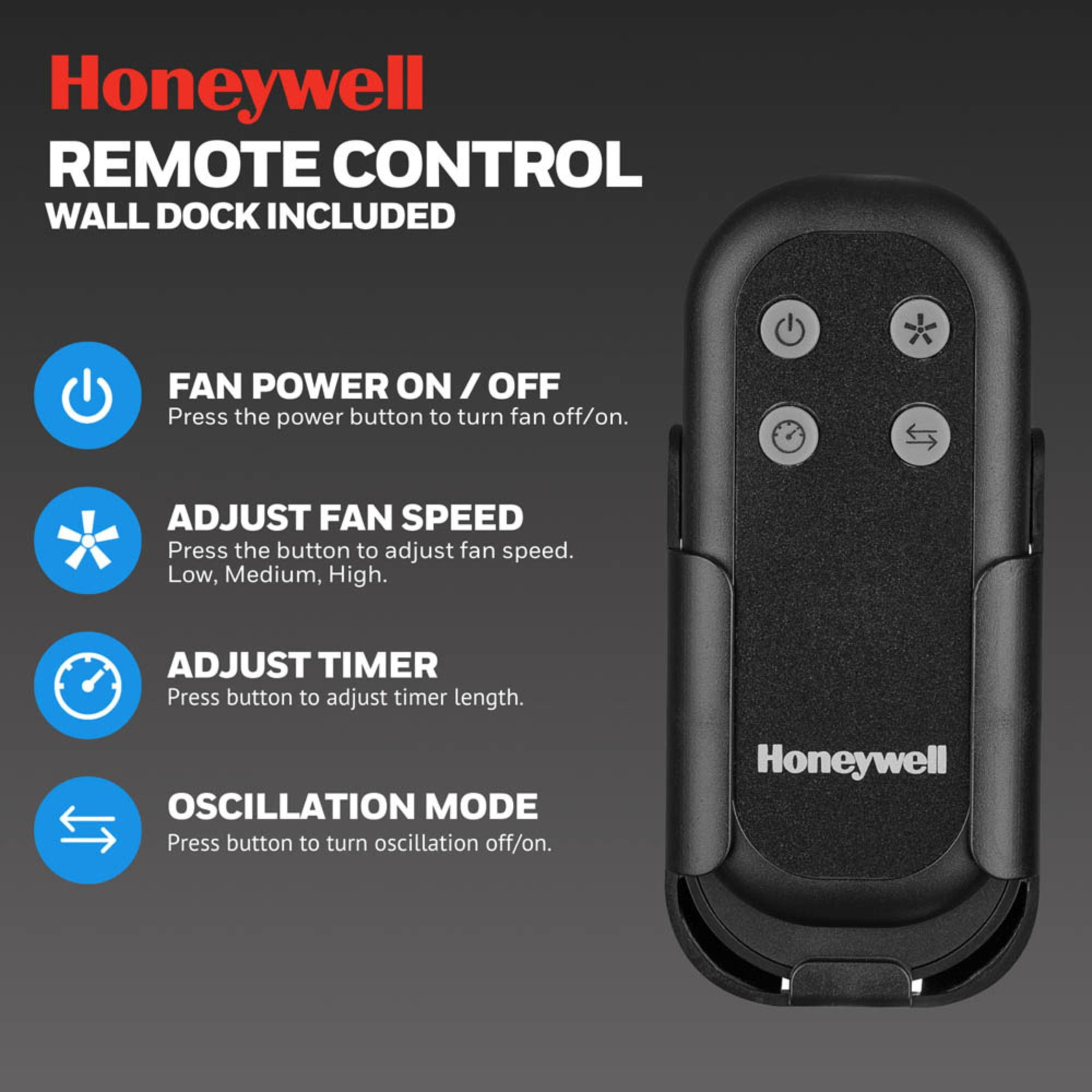Honeywell Wall Fan, Oscillating Outdoor Wet-Rated Cooling Unit with Remote, Matte Black