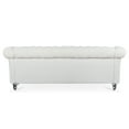 thumbnail image 5 of 3 Seater Polyester Chesterfield Sofa, Button Tufted Couch With Nailhead Trim Rolled Arms for Living Room Office, 5 of 17