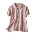 thumbnail image 4 of Easter Shirt Womens Short Sleeve Tops Casual Ladies' French and Jacquard Heavy Duty Embroidery Short Sleeved Shirt Women's Bag Buckle Half Open Shirt T Shirt Womens Tops Trendy Casual, 4 of 4