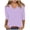 Purple, variant on Pink Summer Tops With Sleeves, Polyester Western Outfit for Women, 3/4 Sleeve Womens Spring Tops 2024, Tshirts Shirts for Women, Solid Solid Color Business Casual Outfits for Women