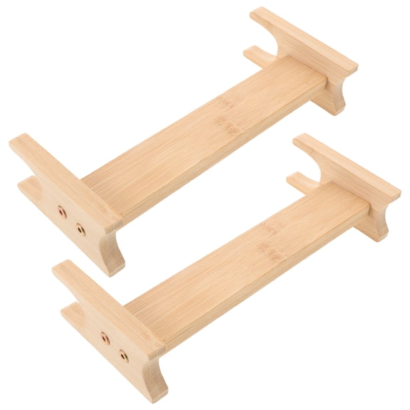 ETEREAUTY 2Pcs Baking Rolling Pin Stand Wood Material Beige Kitchen Rack for Neat Roller Storage