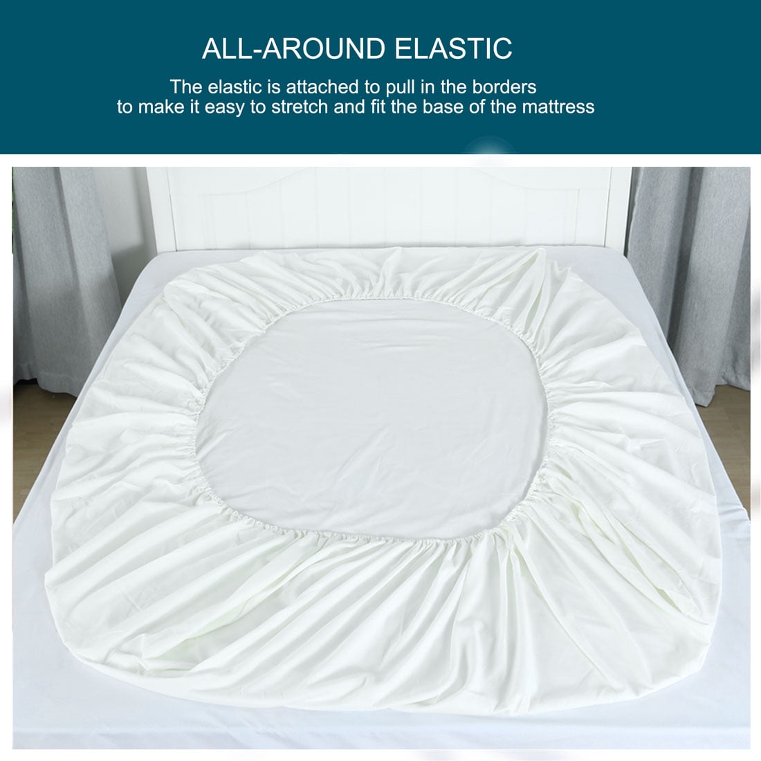 Unique Bargains Zippered Pillowcases with Fitted Sheet 2-Pack (20x26 Inch, Snow White)
