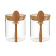 thumbnail image 1 of 2X Glass Food Airtight Jar Twist Lid Kitchen Candy Storage Jar Bamboo Food With Nest, 1 of 5