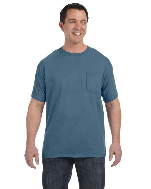 The Hanes Mens 61 oz Tagless Pocket T-Shirt - DENIM BLUE - XL - Walmart.com