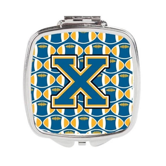 Carolines Treasures Letter X Football Blue & Gold Compact Mirror