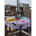 thumbnail image 2 of Outdoor Tablecloth with Umbrella Hole for Patio/Picnic/Party/Camping, Purple Rustic Farmhouse Waterproof Table Cloth Round Cover Washable, Country Turquoise Floral Daisy (Dia 54"), 2 of 9