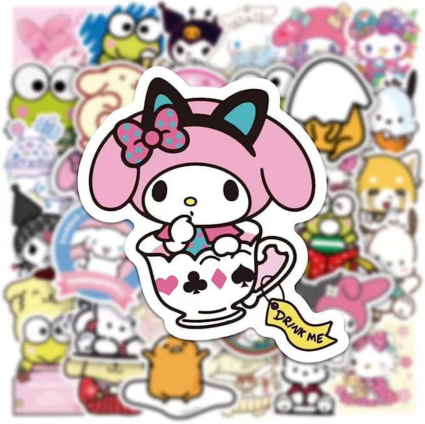 Sanrio Stickers- Hello Kitty Melody Kuromi Pochacco 50 Pcs, Die