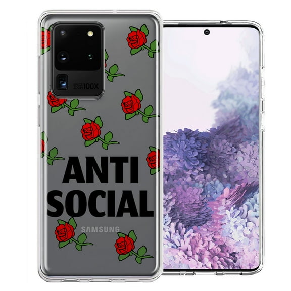 MUNDAZE for Samsung Galaxy S20 Ultra Anti Social Roses Design Double Layer Phone Case Cover