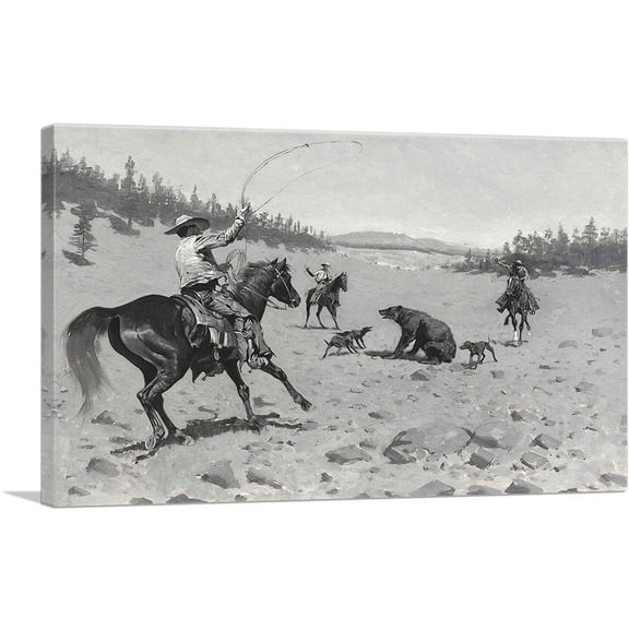 ARTCANVAS The Bear At Bay 1894 Canvas Art Print by Frederic Remington - Size: 12" x 8" (0.75" Deep)