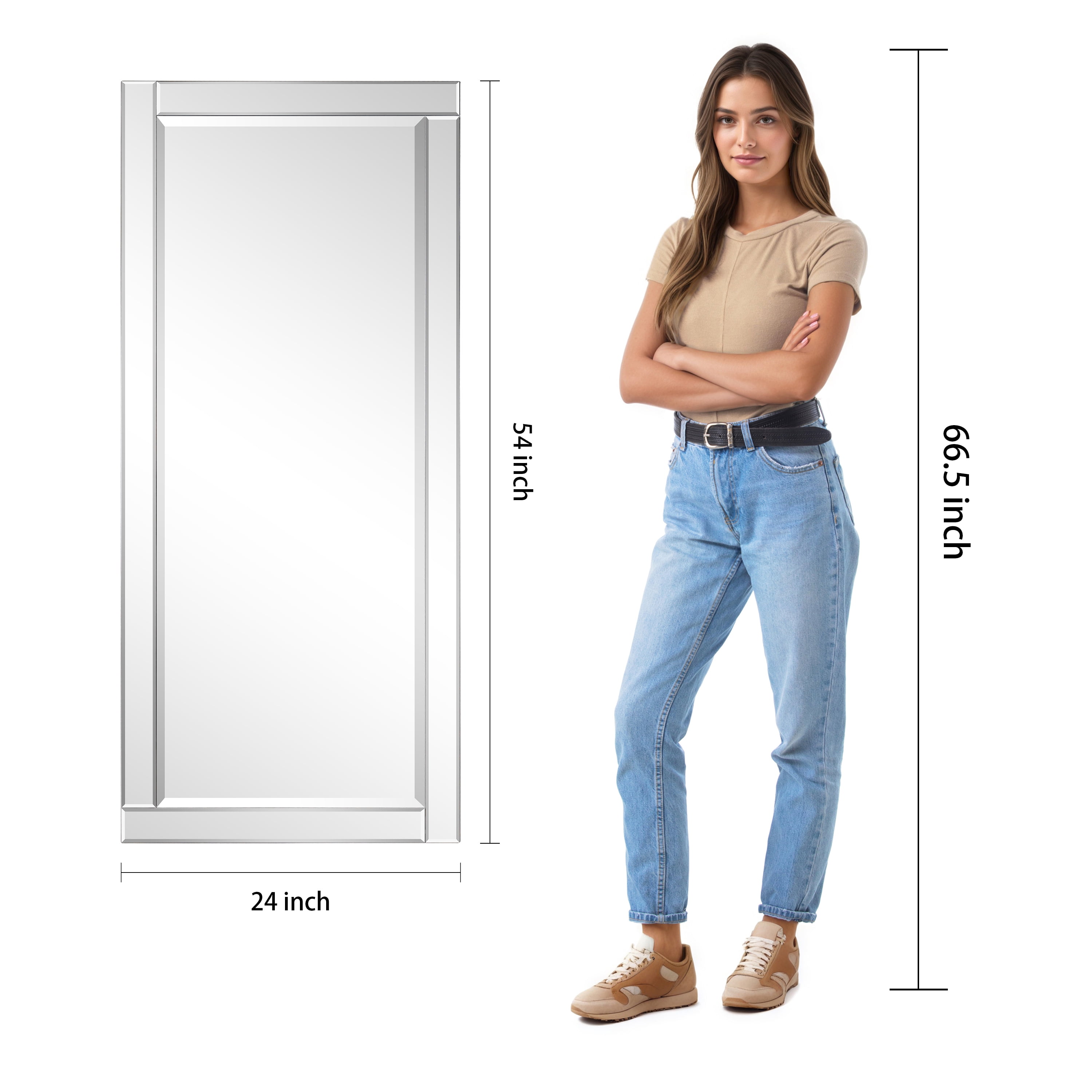 Empire Art Direct MOM-20025B-2454 Moderno Beveled Rectangle Wall Mirror