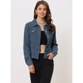 thumbnail image 3 of Chaqueta Vaquera para Mujer con Botones Manga Larga Textura Lavada Informal Vaquera Azul M, 3 of 6