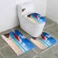 thumbnail image 1 of ABPHQTO Sombrilla de playa naranja Juego de alfombras de baño de 3 piezas Alfombra de baño Alfombra de contorno y tapa de inodoro, 1 of 2
