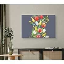 PixonSign Canvas Print Wall Art Vintage Textured Rose and Yellow Larkspur Floral Wilderness Drawings Modern Art Glam Closeup Colorful Multicolor Pastel for Living Room, Bedroom, Office - 32"x48"