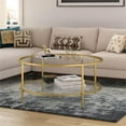 thumbnail image 7 of Evelyn&Zoe Sivil 36" Wide Round Coffee Table with Glass Top, Brass, 7 of 7