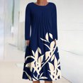 thumbnail image 3 of Vestidos estampados florales plegables de manga larga con cuello redondo informal de otoño e invierno para mujer Fridja  yut2196, 3 of 5