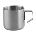 thumbnail image 3 of Taza de café de acero inoxidable con asa, taza de picnic, ligera, portátil, con asa antideslizante, taza de agua, versátil para oficina, restaurante, Plata 200ml Sunnimix Taza Senderismo, 3 of 8