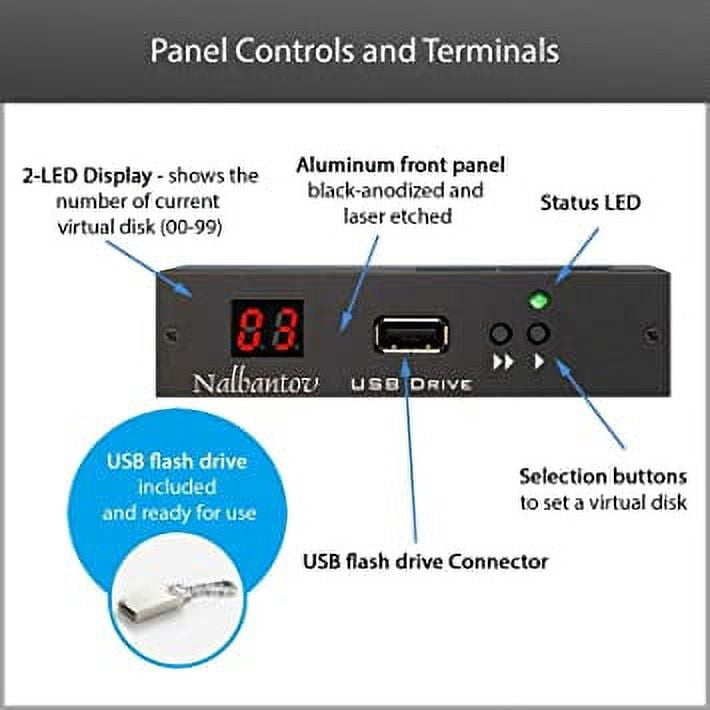 Nalbantov USB Floppy Disk Drive Emulator N-Drive 100 for Yamaha Disklavier DKC5R (Yamaha Disklavier MX80 and MX85 with DKC5R)