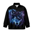thumbnail image 4 of Uorisanigo Girls Half Zip Sweatshirt Fashion Purple Galaxy Wolf Long Sleeve Pullover Crop Tops Fall Spring Outfits Clothes Quarter-Zip Pullover Jacket for Sports and Daily Wear Size 11-12, 4 of 7