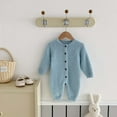 thumbnail image 2 of Coerni New born Baby Boy Girl Fleece Romper Button Solid Romper Toddler Long Sleeve Knit Cotton Footless Outfits Clothes, 2 of 6