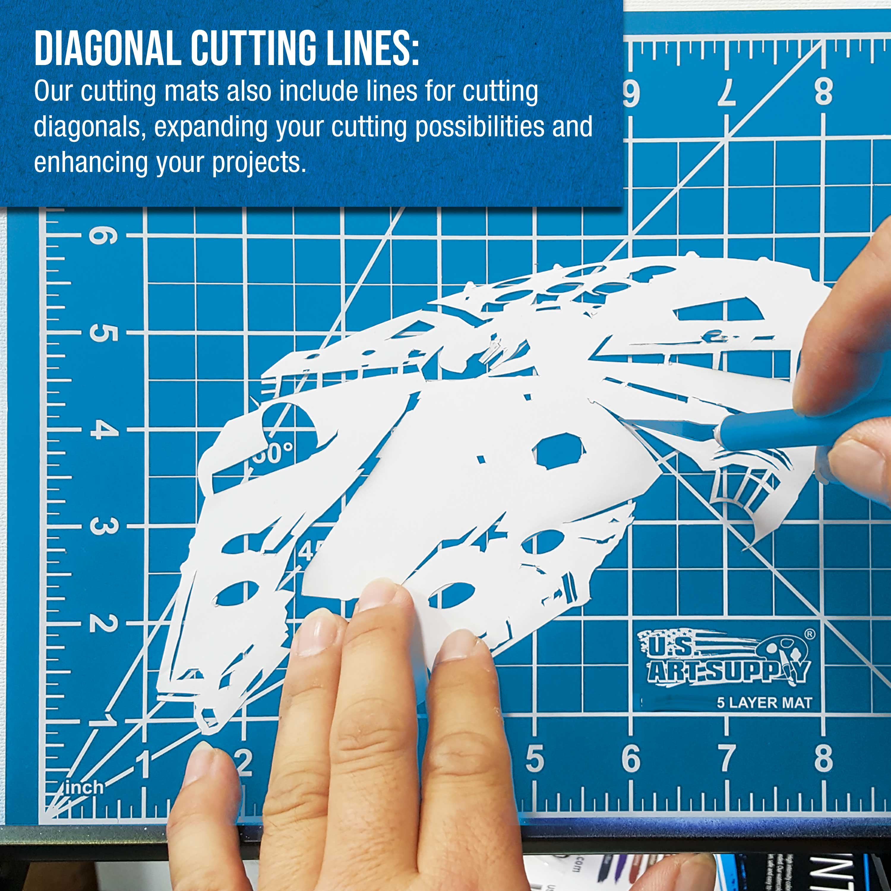 U.S. Art Supply 9" x 12" Self-Healing Cutting Mat 5-Ply - Double-Sided Pink/Blue Craft Mat, Non-Slip Cutting Mats for Crafts, Sewing, Quilting, Scrapbooking