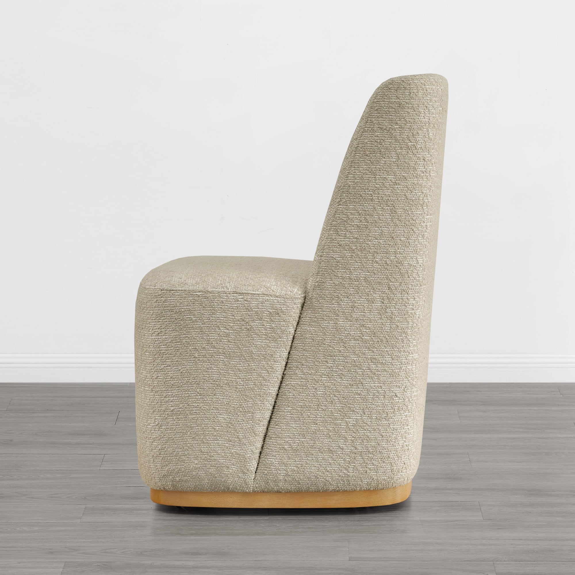 Spruce & Spring Modern Upholstered Dining Chair with Hidden Casters & Wood Base Set of 2, Oatmeal