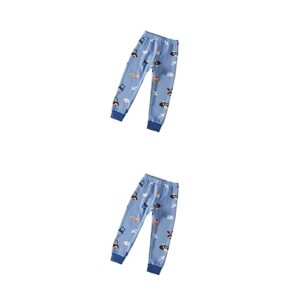 Guardurnaity Pantalones cálidos para niños, a prueba de viento, transpirables, de algodón, para el hogar, amigables con la piel, ropa interior Azul claro 100cm 2piezas