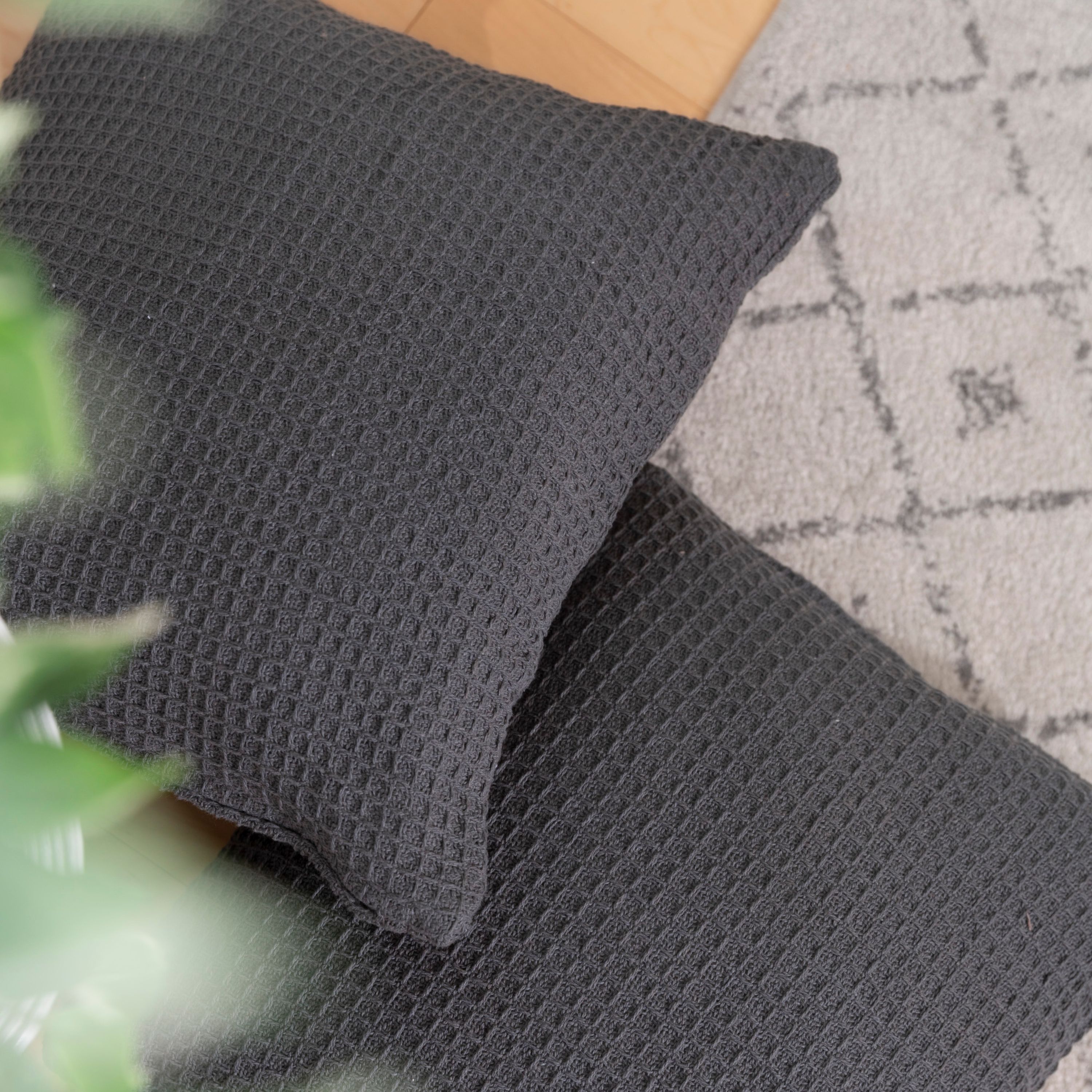 Fabstyles 18" Throw Pillow with Poly-Insert 100% Waffle Weave Cotton Cover (Set of 2)