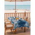 thumbnail image 2 of Outdoor Tablecloth with Umbrella Hole for Patio/Picnic/Party/Camping, Vintage Minimalist Waterproof Table Cloth Rectangle Table Cover Washable, Deep Blue Abstract Tie-dye Texture (60"x 84"), 2 of 9