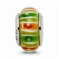 thumbnail image 2 of FB Jewels Sterling Silver Reflections Green/Orange Hand-blown Glass Bead, 2 of 3