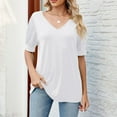 thumbnail image 6 of Giftesty Womens Tops Plus Size Women's Fashion Solid Color V-neck Comfortable Loose T-Shirt Blouse Casual Tops, 6 of 7