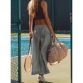 thumbnail image 5 of Women's Wide Leg Fashion Street Style Flared Trousers Pants for Summer Casual Beach Vacation Gray S, 5 of 10