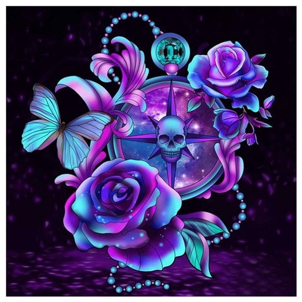 Cuadros Decorativos Kit de pintura de diamante 5D, rosa púrpura, taladro cuadrado completo, mosaico DIY de diamantes de imitación Sywqhk Nuevos Originales