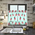 thumbnail image 4 of Yayeee Kitchen Curtains Tier Pair Light Filtering 27"x24" Rod Pocket Short Cafe Window Panel, Green Strawberry, 4 of 7