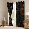 thumbnail image 3 of Castle Fairy Futuristic Cubes Black Out Curtains for Boys Girls,Geometric Plaid Grid Curtains Pack of 2 (42x63 Each),Black Orange Bedroom Curtains,Breathable Home Decor, 3 of 6