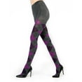 thumbnail image 3 of MeMoi Textured Argyle Sweater Tights - Womens - Female, Small/Medium, Black-Purple, 3 of 3