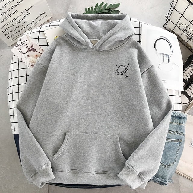 Sudadera Con Capucha De Terciopelo Con Estampado De Saturno Casual De Moda Para Hombres Manga Larga Para Parejas Sudaderaspangjing