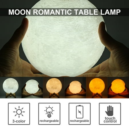 

Fithood 3D USB LED Night Lunar Light Printing Moon Lamp Moonlight Touch 3 Color Changing