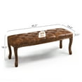 thumbnail image 3 of Dycanpo 45.2'' Bedroom Bench Seat Yellowish Brown Faux Leather, French Upholstered Ottoman Bench, 3 of 11