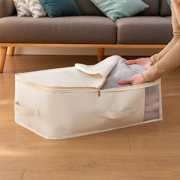 Bolsa de almacenamiento de edredón de poliéster de gran capacidad, blanca, 20x33x55cm, ventana transparente, asas reforzadas, cremallera resistente, plegable, resistente a la humedad, para ropa de